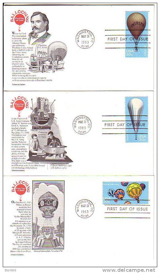 USA FDC Set Of 5 - BALLOONING 1983 - Stamped: WASHINGTON - Sonstige (Luft)