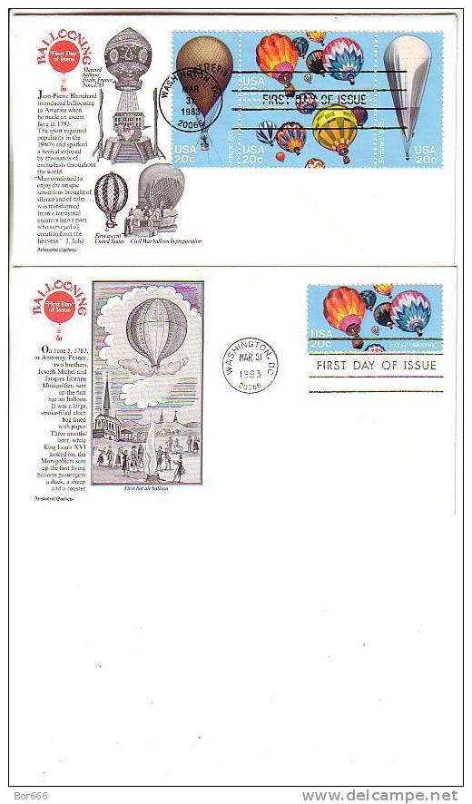 USA FDC Set Of 5 - BALLOONING 1983 - Stamped: WASHINGTON - Autres (Air)