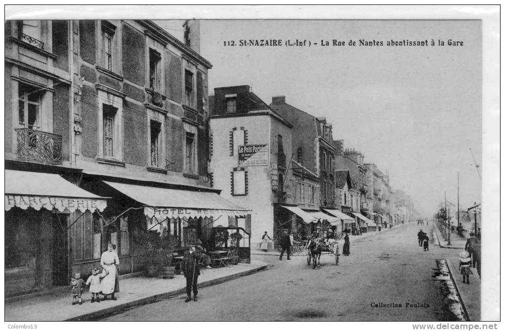 44 ST NAZAIRE LA RUE DE NANTES ABOUTISSANT A LA GARE ANIME DEVANTURE  CHARCUTERIE - Saint Nazaire