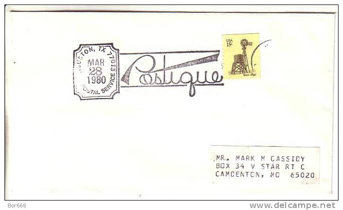 USA Special Cancel Cover  - Houston Postal Service - Postique 1980 - Sobres De Eventos