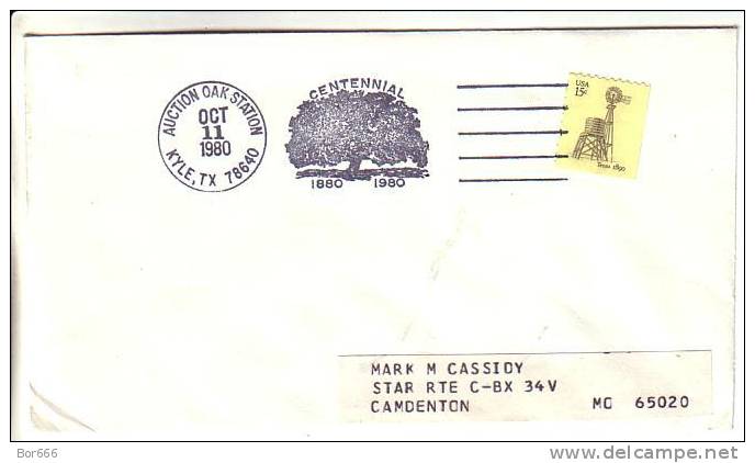 USA Special Cancel Cover  - Auction Oak Station - Kyle 1980 - Sobres De Eventos