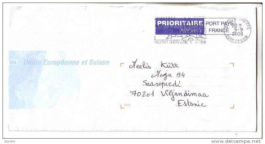 GOOD Postal Cover FRANCE To ESTONIA 2008 - Postage Paid - Briefe U. Dokumente