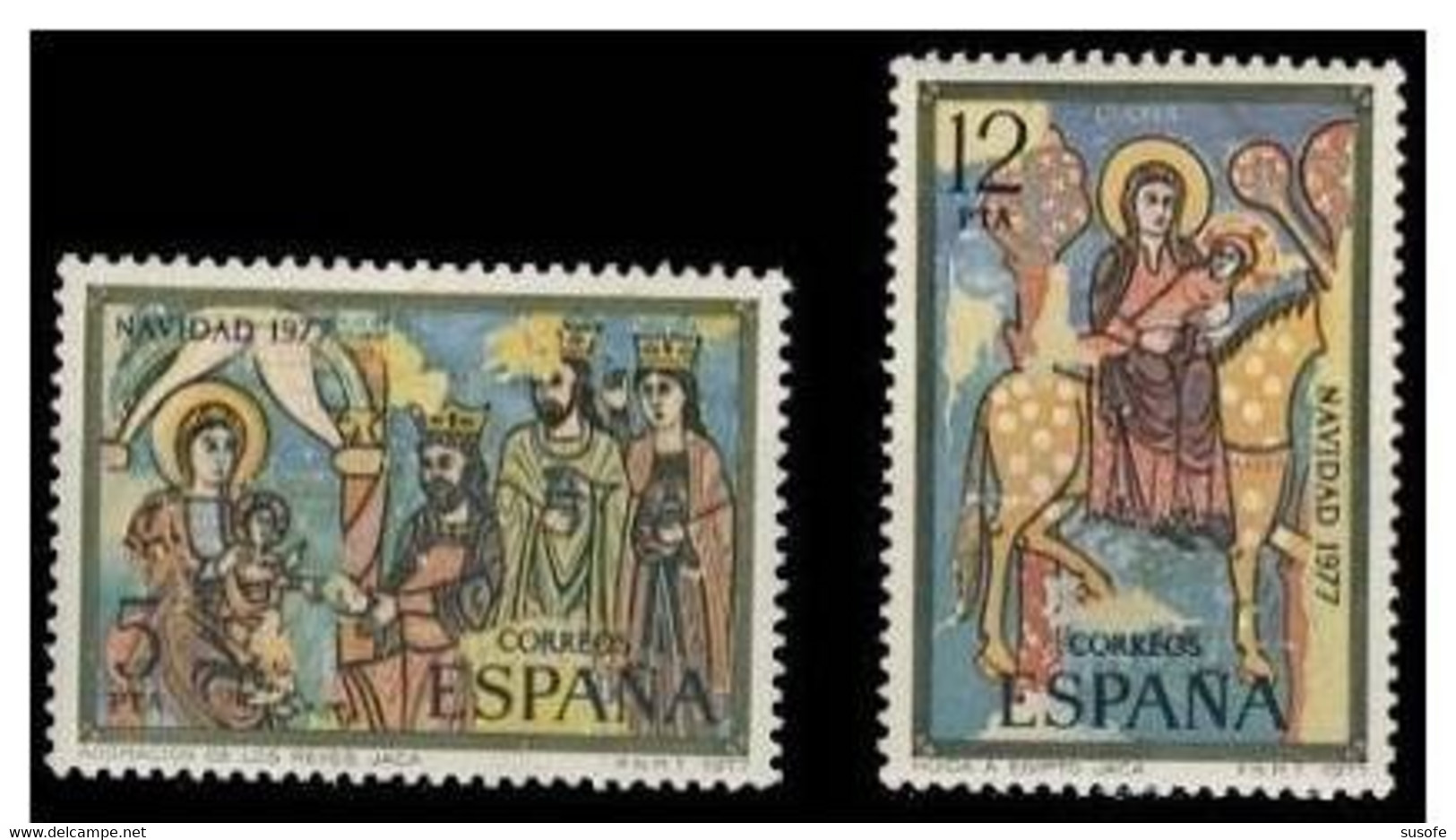 España 1977 Edifil 2446/7 Sellos ** Christmas Nöel Navidad Adoración De Los Reyes Y Huida A Egipto Michel 2338/9 - Nuevos