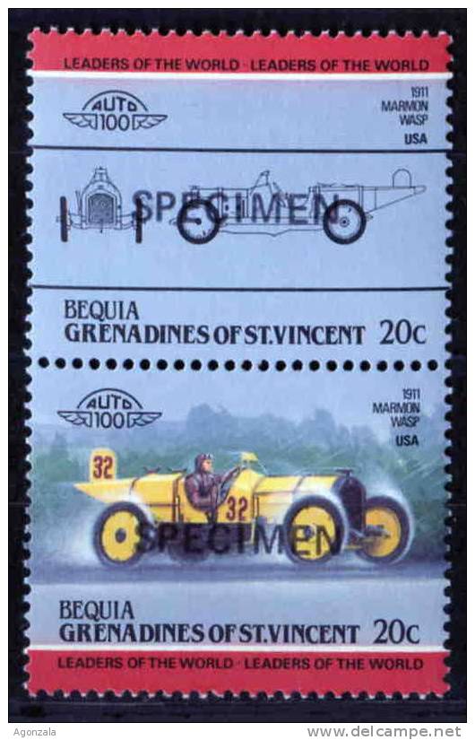 PAIRE TIMBRES  NOUVEAUX SPECIMEN SPORT VOITURE DE CARRIÈRES MARMON WASP USA 1911 - Automovilismo