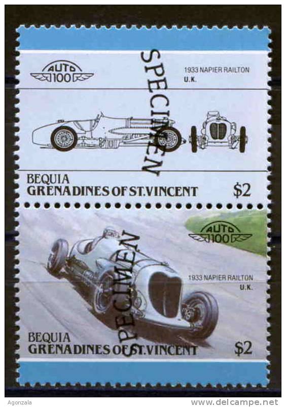 PAIRE TIMBRES  NOUVEAUX SPECIMEN SPORT VOITURE DE CARRIÈRES NAPIER RAILTON UK 1933 - Automovilismo