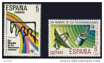 España 1979 Edifil 2522/3 Sellos ** Dia Mundial De La Telecomunicaciones Satelite Y Estacion Terrestre Michel 2414/5 - Nuevos