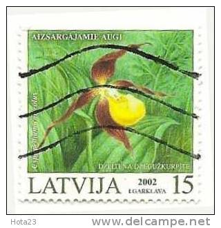 Latvia -2002 Flower  Lady’s Slipper Orchid Used ~~ X 100 Pieces - Lettonie