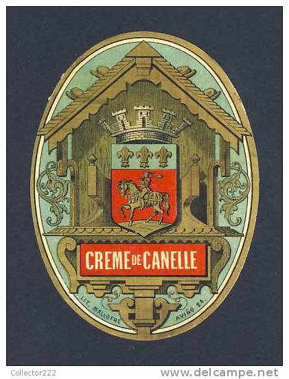 Etiquette De Liqueur: Creme De Canelle. Lithographique. Decoupee (11´5 X 8´5 Cms) (Ref.65544) - Other & Unclassified