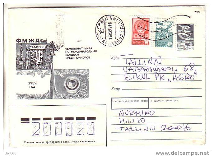 GOOD USSR Postal Cover 1989 - Checkers Junior World Championship - Tallinn 1989 (used) - Unclassified