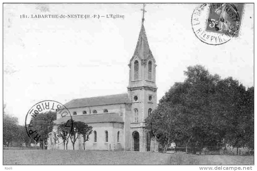 65Z84-DIV-30- Lot 3 CP: 1 LABARTHE DE NESTE - L´Eglise  + 2 LOURDES - La Barthe De Neste