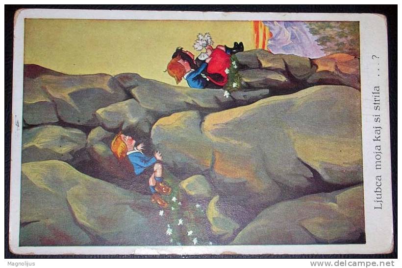 Children,Slovenia,Alpinism,Boy,Girl,Love,vintage Postcard - Alpinisme