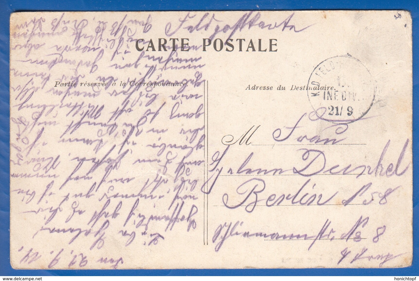 Frankreich; Paris; La Rue De Rivoli; 1914 Feldpost - Transporte Público