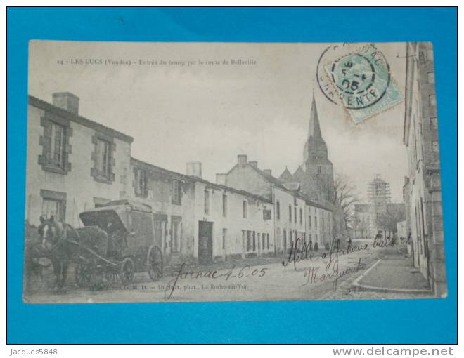 85) Les Lucs -n° 14 - Entrée Du Bourg Par La Route De Belleville ( Attelage )  - Année 1905  - Edit  G M D - Les Lucs Sur Boulogne