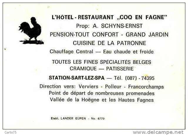 BELGIQUE - Station Sart Lez Spa - Hôtel Restaurant Coq En Fagne - Jalhay