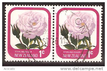 New Zealand 1c Multicolored Sterling Silver " Pair " - Oblitérés