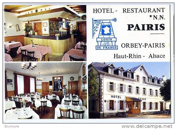 Cpm PAIRIS ORBEY Hotel Restaurant Logis De France - Prop Famille ANCEL - Ed Europ Pierron - Orbey