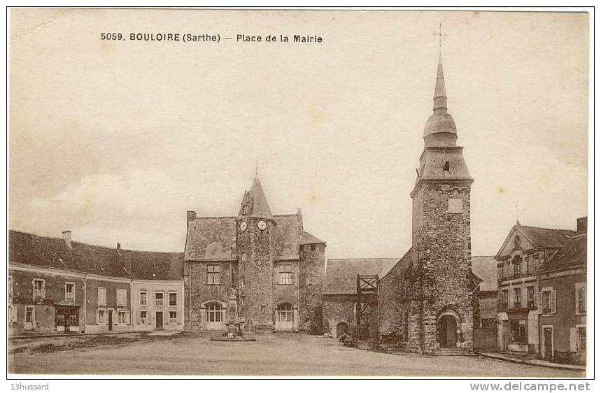 Carte Postale Ancienne Bouloire - Place De La Mairie - Bouloire