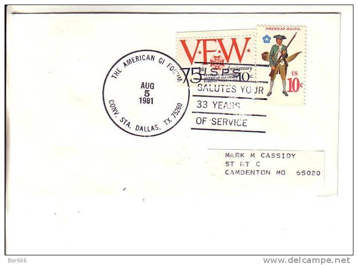 USA Special Cancel Cover  1981 - USPS Salute Your 33 Years Of Service - Dallas - Schmuck-FDC