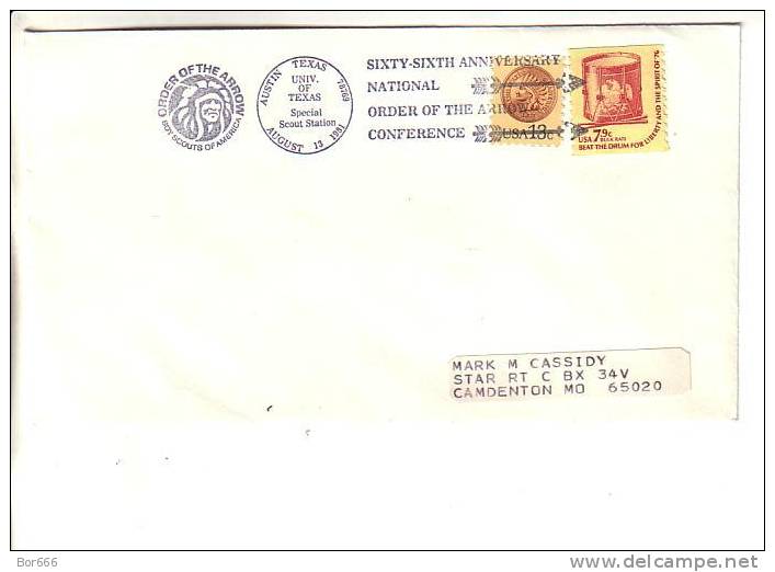 USA Special Cancel Cover  1981 - 66th Anniversary National Order Of The Arrow Conference / Scouting - Austin - Sobres De Eventos