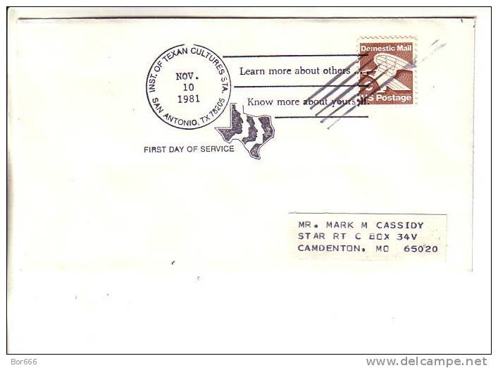 USA Special Cancel Cover 1981 - Inst. Of Texan Cultures - San Antonio - Event Covers