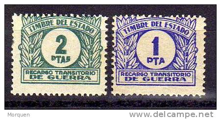 Viñeta 1 Y  2 Pts RECARGO DE GUERRA - Revenue Stamps