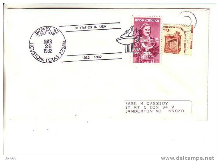 USA Special Cancel Cover 1982 - SWEPEX / Olypics In USA 1932-1982 - Houston - Schmuck-FDC