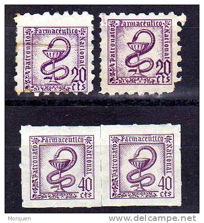 Sellos De Farmacia Para Medicamentos 20 Y 40 Cts, Fiscal - Revenue Stamps