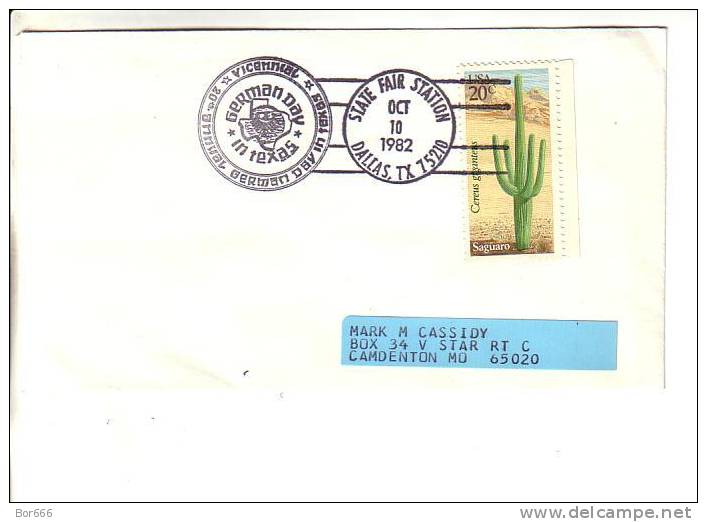 USA Special Cancel Cover 1982 - 20th Annual German Day In Texas - Dallas - Sobres De Eventos