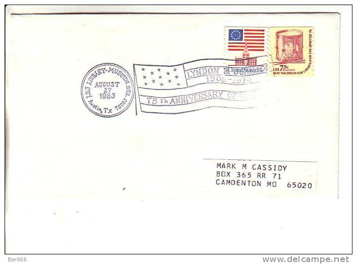 USA Special Cancel Cover 1983 - 75th Anniversary Lyndon B. Johnson - Austin - Schmuck-FDC