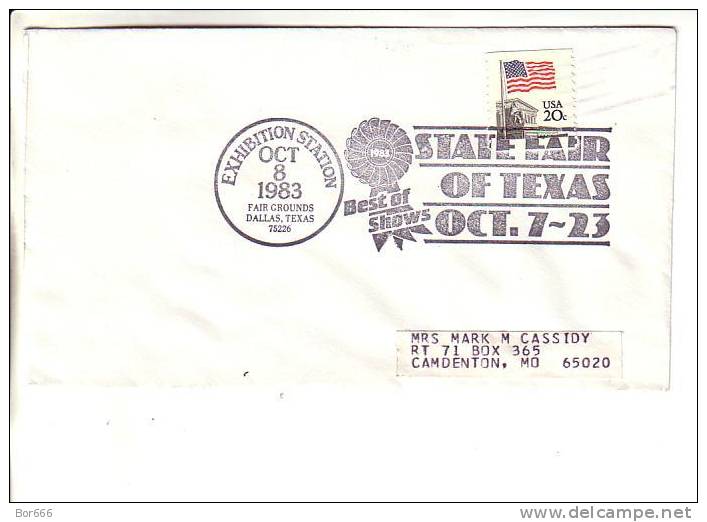 USA Special Cancel Cover 1983 - State Fair Of Texas - Dallas - Sobres De Eventos