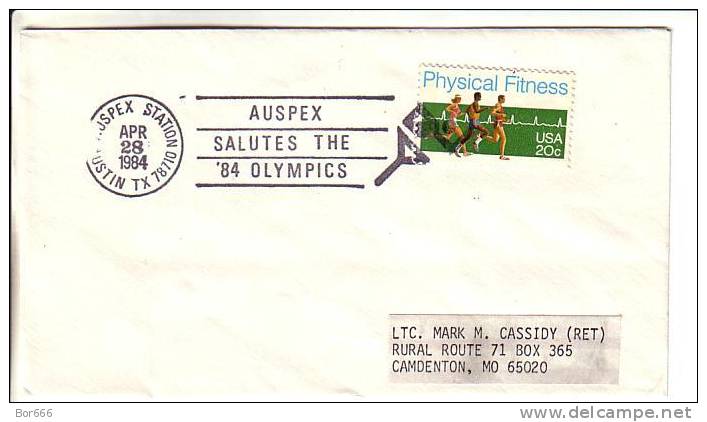 USA Special Cancel Cover 1984 - AUSPEX Salutes The 1984 Olympics - Austin - Schmuck-FDC