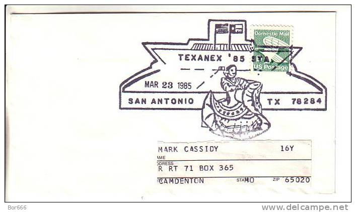 USA Special Cancel Cover - TEXANEX 1985 - San Antonio - Schmuck-FDC