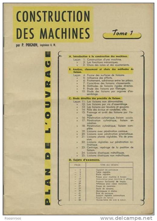 VIEUX PAPIERS - OUVRAGE PEDAGOGIQUE TECHNIQUE SUR LA  CONSTRUCTION DES MACHINES - POIGNON - 1964 - Bricolage / Técnico