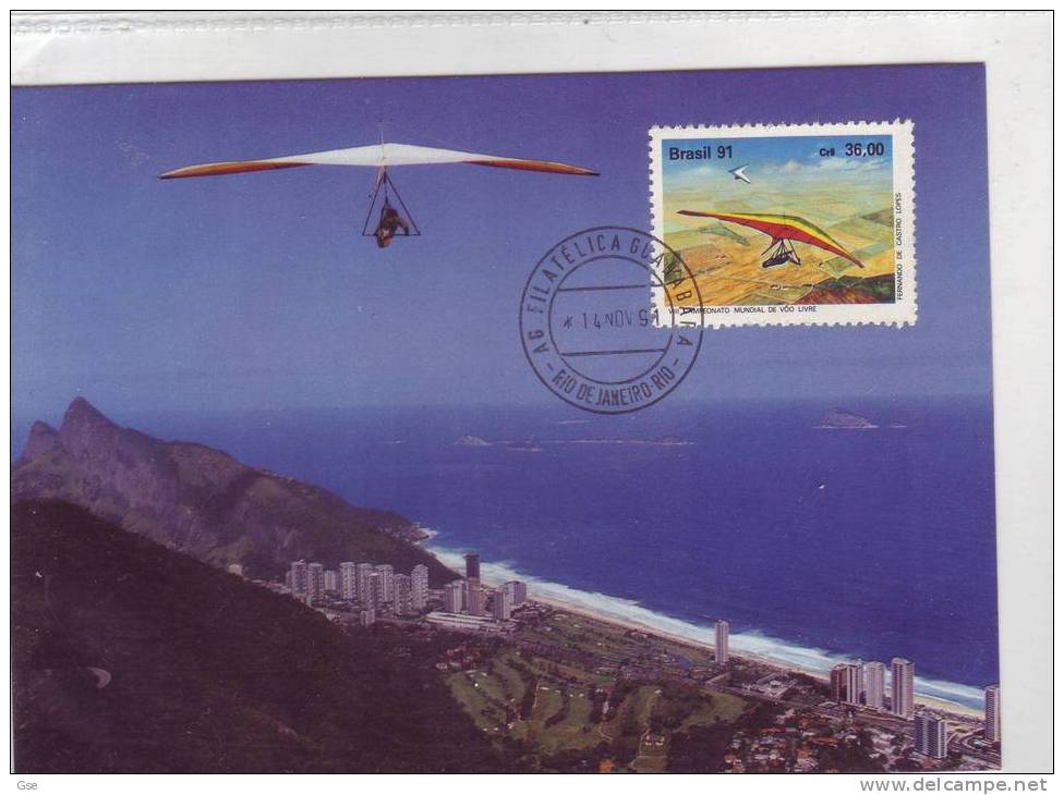 BRASILE  1991 - CM - FDC - Yvert 2008 - Annullo Speciale - Deltaplano - Other (Air)