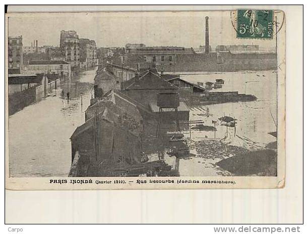 PARIS INONDÉ (janvier 1910). - Rue Lecourbe (Jardins Maraichers). (Légumes) - Paris (15)