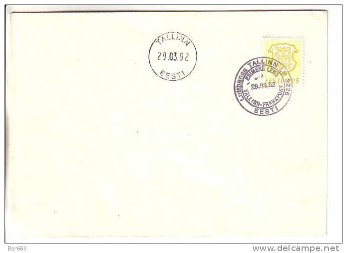 ESTONIA Special Stamped Cover 1992 - LUFTHANSA First Flight ESTONIA To FRANKFURT - Other (Air)