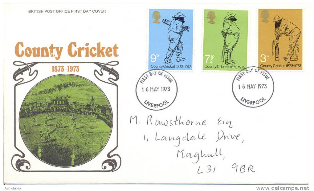 Grande-Bretagne FDC 1973 " Cricket " Yvert 684/6 - Cricket