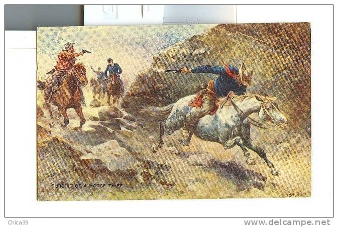 Pursuit Of A Horse Thief  Par Illustrateur Frank Feller - Sonstige & Ohne Zuordnung