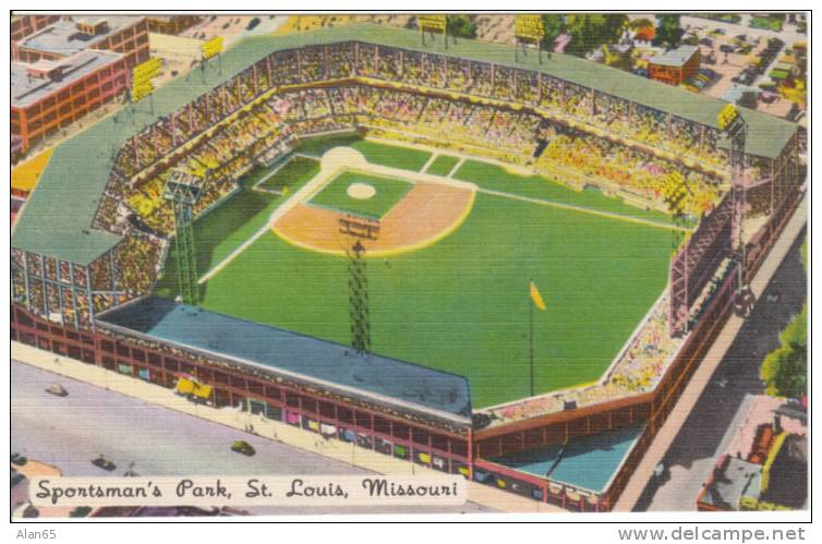 Sportsman's Park, Baseball Stadium St. Louis Missouri, Browns And Cardinals Baseball Teams Linen Postcard - Baseball