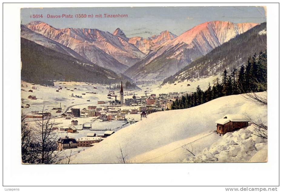 OLD FOREIGN 0492 - SWISS SWITZERLAND - Davos-Platz (1559 M ) Mit Tinzenhorn. CENSURA - Davos