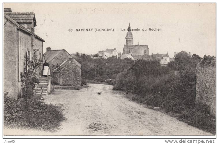 Savenay France Vintage Postcard, Chemin Du Rocher - Savenay