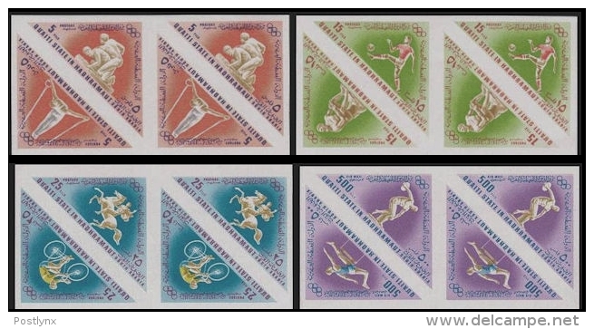 ADEN-Qu´aiti State Of Hadhramaut 1968. Olympics Mexico Triangulars Se-tenant. IMPERF.PAIRS (16 Stamps) - Summer 1968: Mexico City