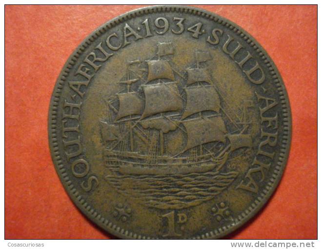 1194 SUID AFRIKA SUD AFRICA   ONE PENNY   SHIP BARCO   AÑO / YEAR  1934   VF- - South Africa