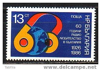 BULGARIA \ BULGARIE - 1986 - 60 An.Radioamateurs Bulgar - 1v ** - Nuevos