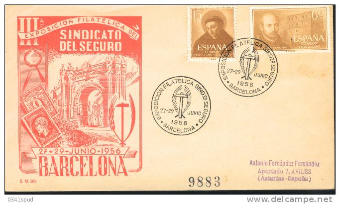 Espagne Espana 1956  Matasello Exposicion Filatelica  Barcelona - Frankeermachines (EMA)