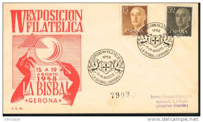 Espagne  Espana  1958 Matasello Exposicion Filatelica  La Bisbal - Frankeermachines (EMA)