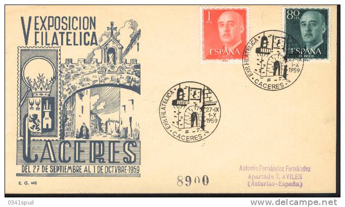 Espagne Espana 1959  Matasello Exposicion Filatelica Caceres - Machines à Affranchir (EMA)