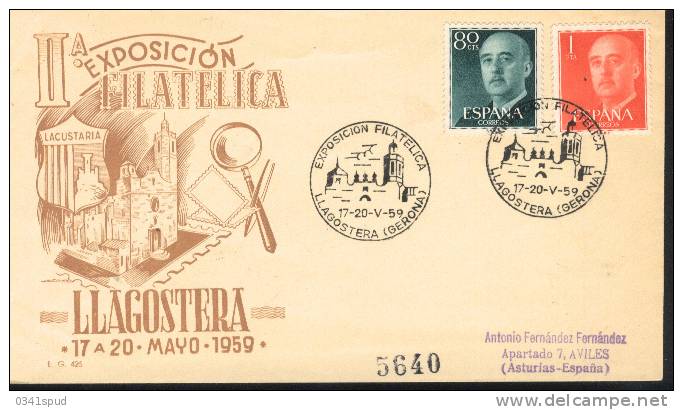 Espagne Espana 1959  Matasello Exposicion Filatelica  Llagostera - Franking Machines (EMA)