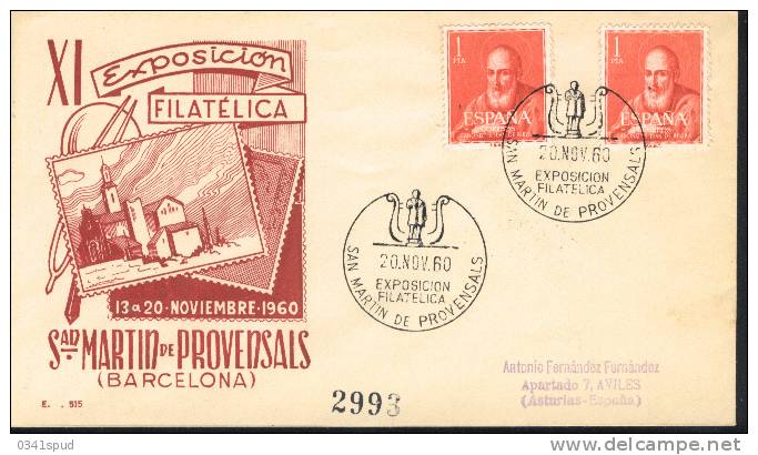 Espagne  Espana 1960  Matasello Exposicion Filatelica  San Martin De Provensals - Frankeermachines (EMA)