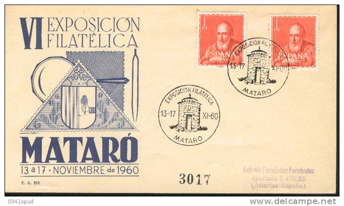 Espagne Espana 1960  Matasello Exposicion Filatelica  Mataro - Frankeermachines (EMA)